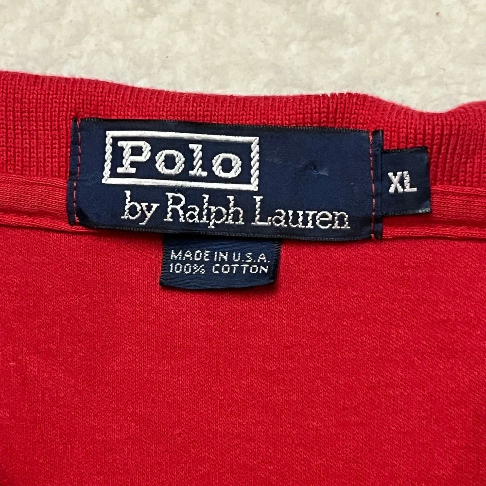 Polo Ralph Lauren Polo Shirt Mens XL Red Short Sleeve Made in USA Cotton Pique